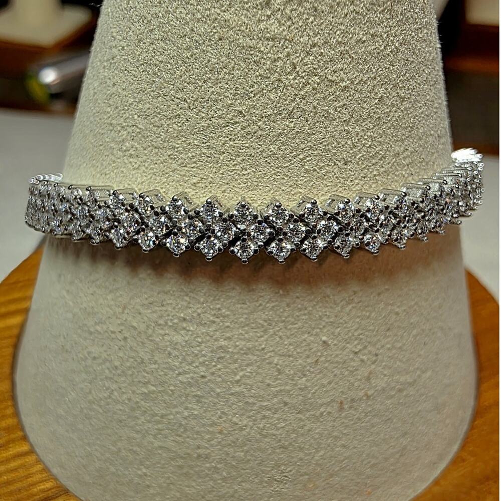3.87ctw Moissanite Chevron Tennis Bracelet 7.5" 925 Sterling Silver Box Lock